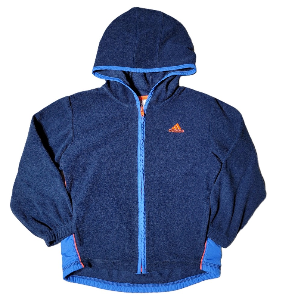 Adidas Kids 4T Fleece Hoodie Jacket Blue Orange‎ Logo Toddler Boys